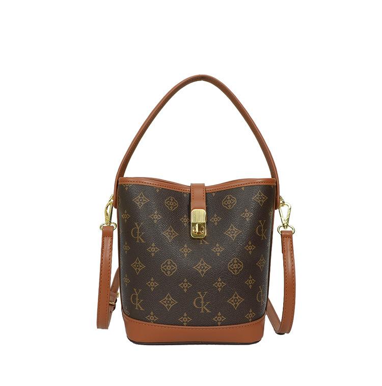 New Printed Bucket Bag, Vintage Light Luxury Handbag, Large Capacity Crossbody Bag, Commuting Shoulder Bag, Women's Bag