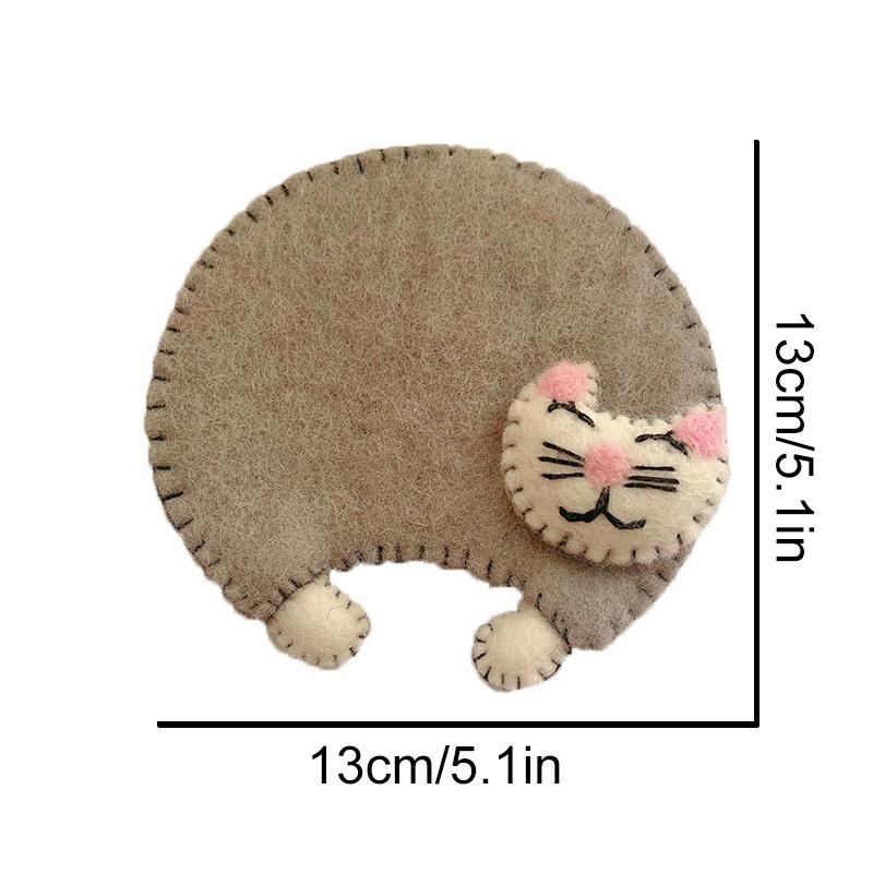 

1 шт. Вовняний фетр Настільна підкладка Мила підставка для чашки Декор столу Кухонні підставки Мультяшний кіт