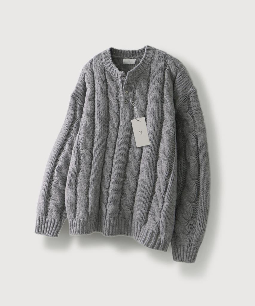 MOOD INSIDE Sono Cable Henley Neck Knit_Gray