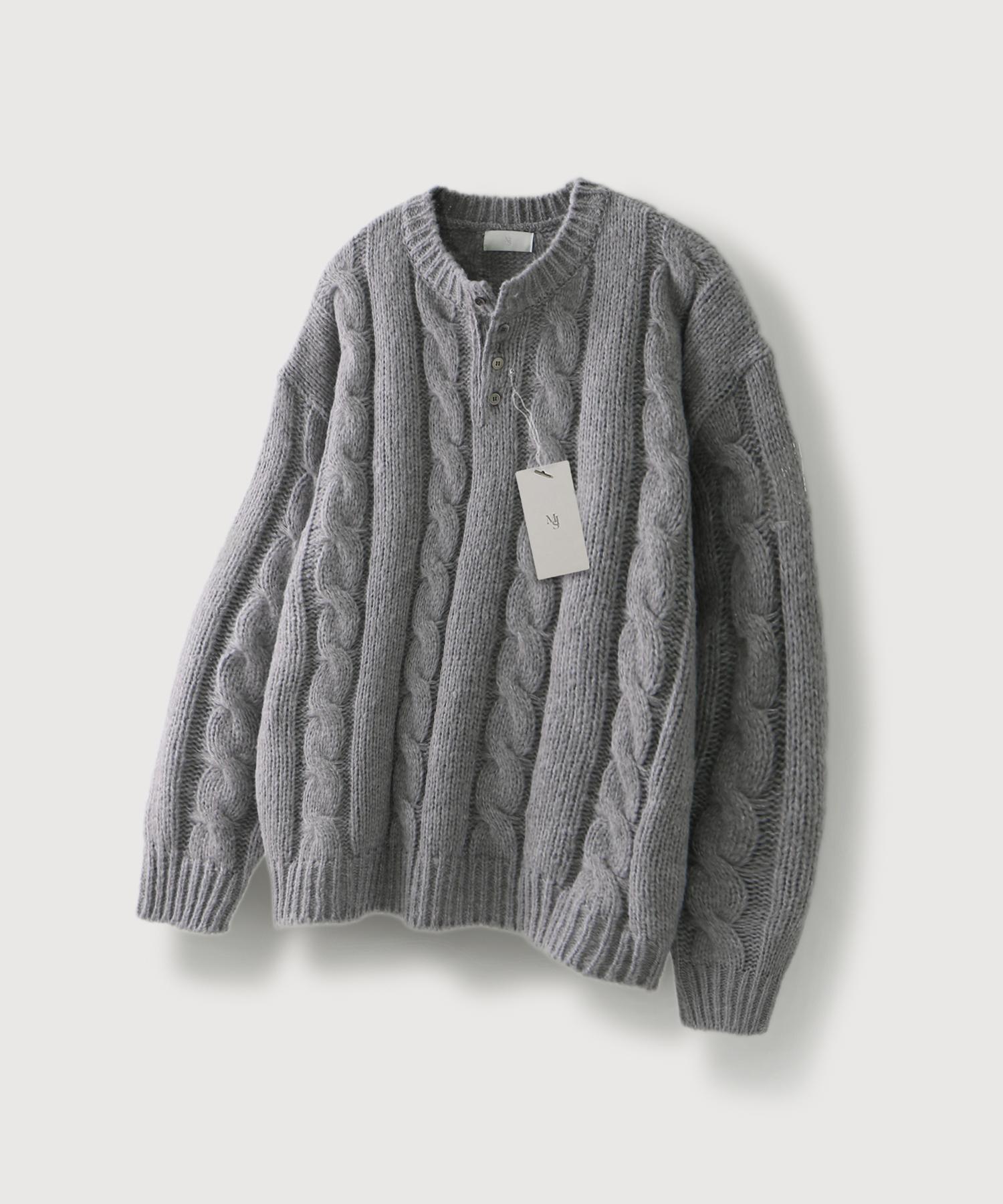 Mood Inside Sono Cable Henley Neck Knit_Gray Gray/M