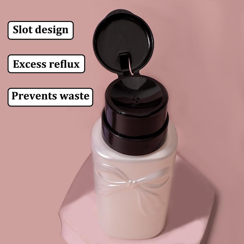 Push Down Plastic Bow Empty Pump Dispenser For Nail Polish Alcohol Makeup Remover Refillable Bottle Liquid Cleanser Storage