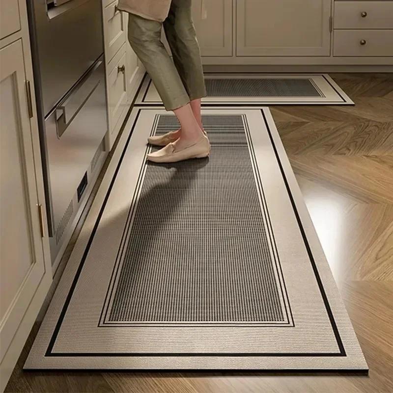 Kitchen Carpet Water-absorbent Anti-slip Floor Mat Diatom Mud Oil Absorption Foot Mats Minimalist Stripe Home Decoration Rug