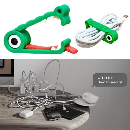 1/2/3/4/5Pcs 3D Printed Crocodile Cable Organizer Reusable Earphone Charging Cable Power Cord Holder Clip Fixator Keeper Wire Management Tools