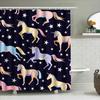 Stylish Unicorn Shower Curtain Waterproof Fabric Bath Decor Blue Background with Stars Pattern Bathroom Linen Decoration for Hom