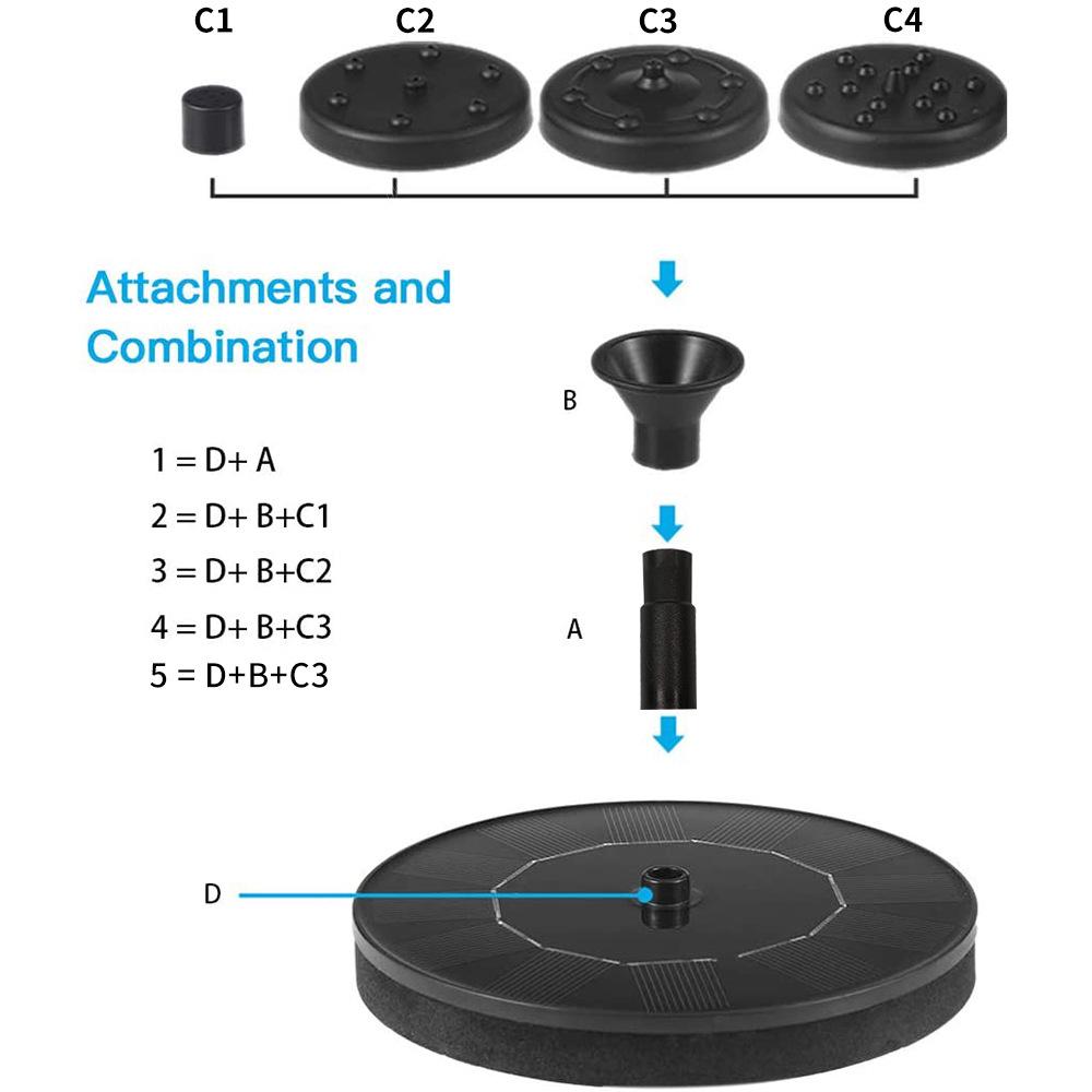 Outdoor Solar Bird Bath Fountain with Lights - Floating Garden Water Feature with Battery Storage