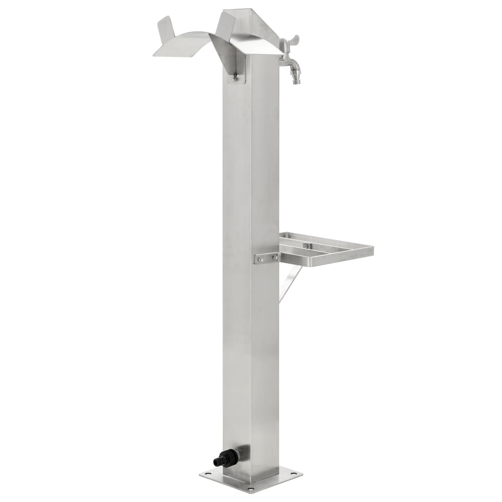 vidaXL Garten-Wassersäule Edelstahl Quadratisch 95 cm