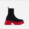 Foreign trade 2025 autumn and winter large size knitted boots thick sole comfortable European beautiful women boots socks boots low tube solid color