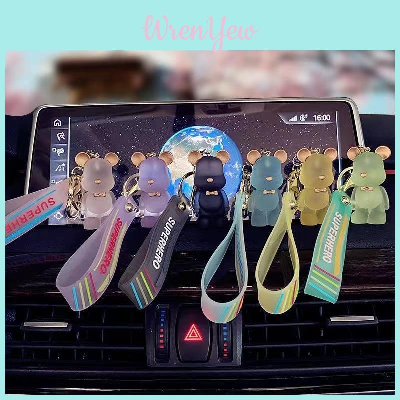 Creative Resin Transparent Crystal Palm Bear Keychain Cute Gift For Couples And Backpack Decoration