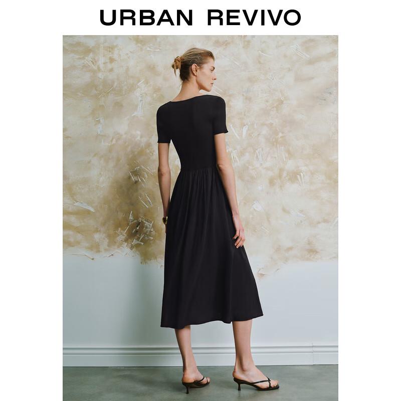 UR French Patchwork Draping Knit Dress