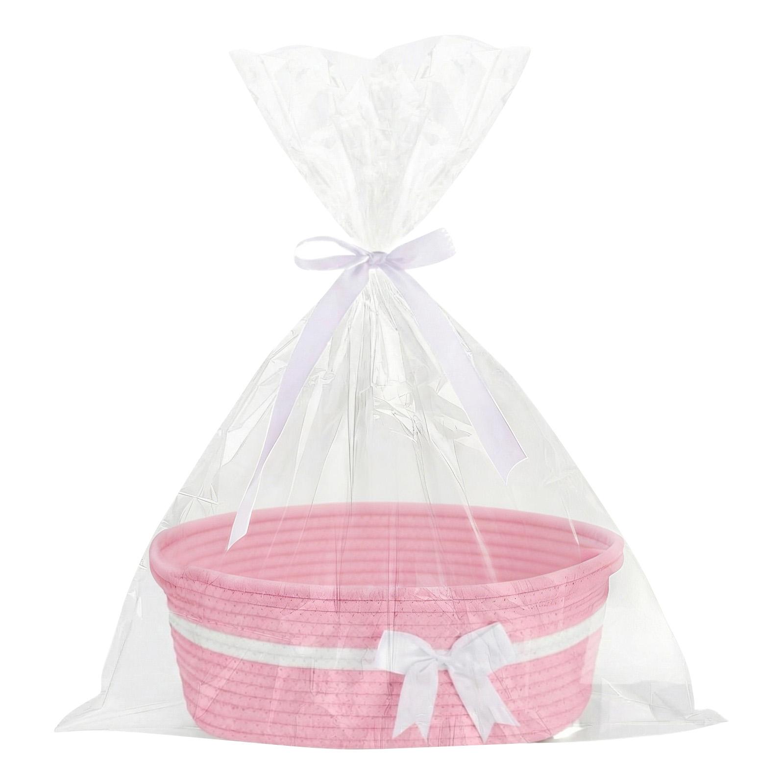 Easter Woven Basket, Organized Cotton Rope Basket With Handle, Cute Cotton Basket, Gift Decoration Basket, Storage Basket, Gift Basket розовый