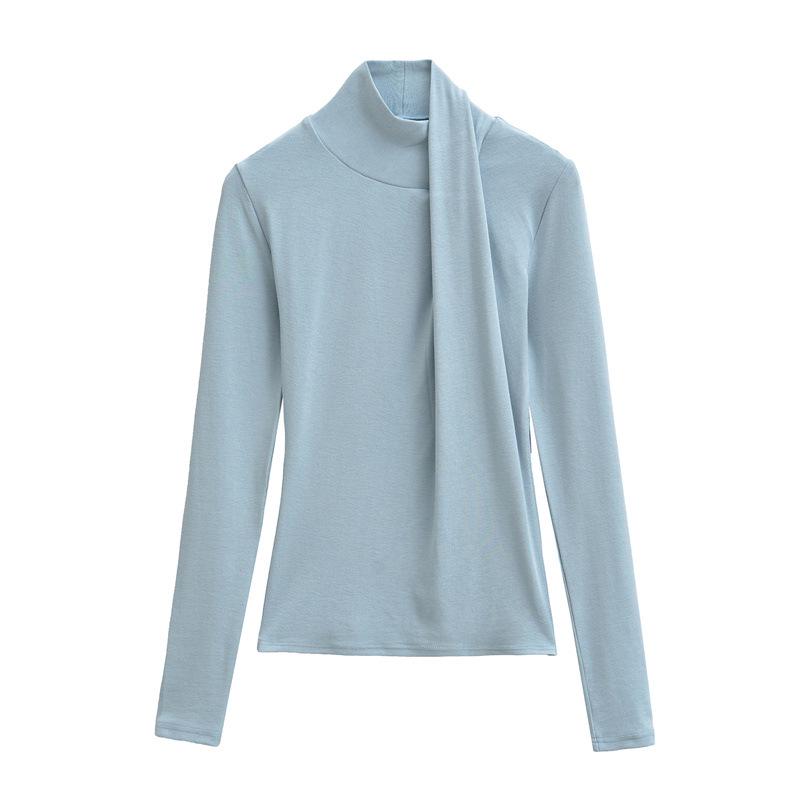 Women's Korean-Style Cashmere-Feel Slimming Long-Sleeve T-Shirt for Autumn/Winter.