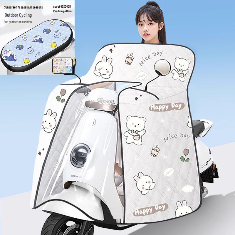 Cape Style Universal Electric Vehicle Sunshade: Waterproof, Summer Thin Design for Motorcycles & Tricycles.