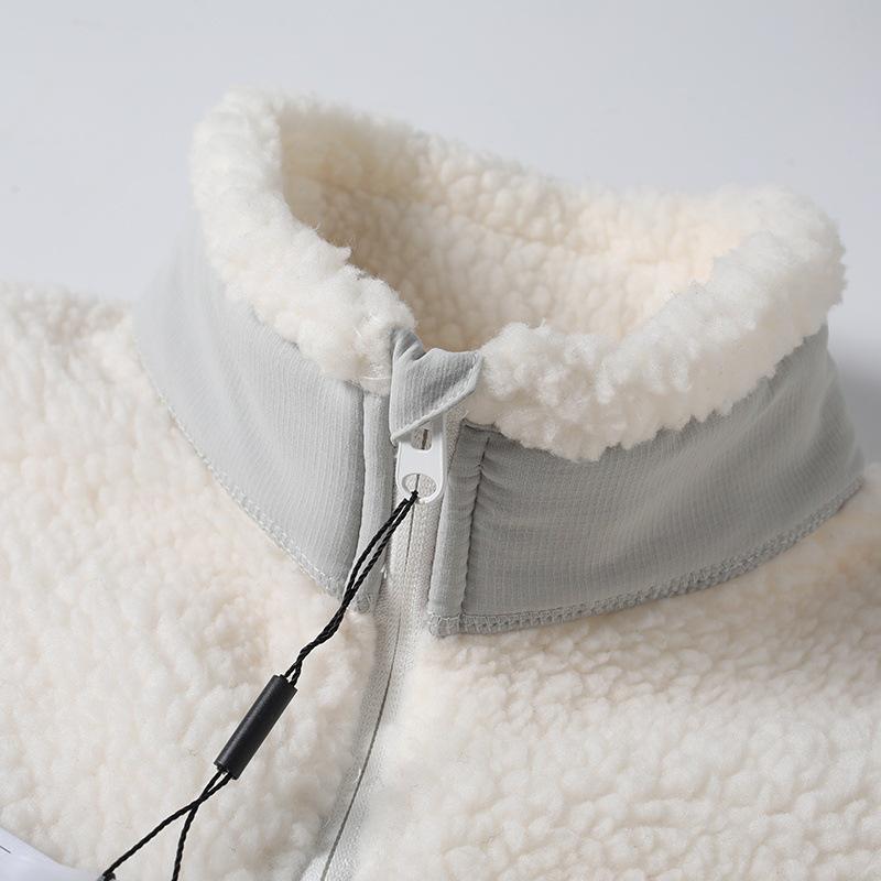 Men's Small Imitation Lambswool Fleece Stand Collar Cardigan Jacket