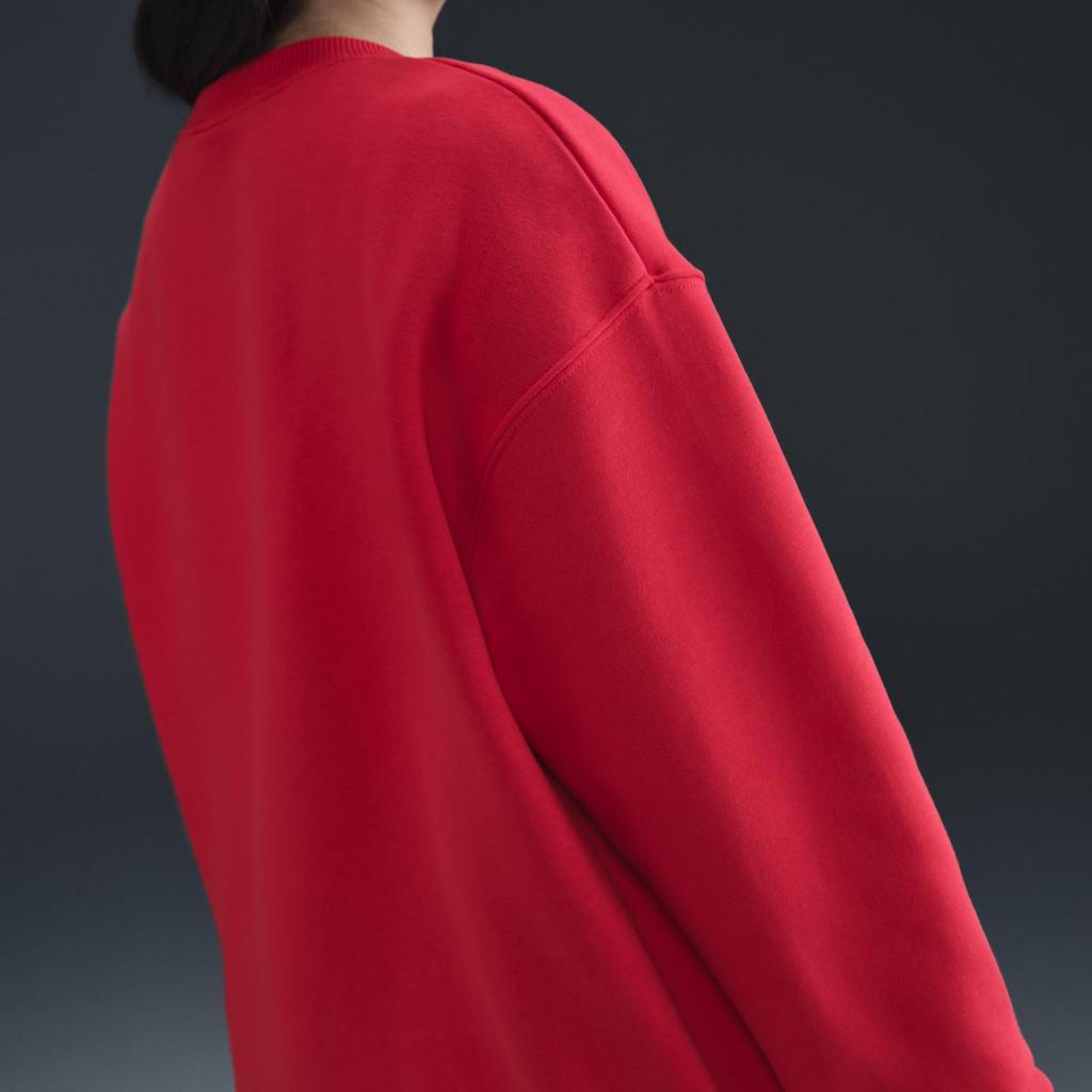 Nike Phnx Flc Os Long Sleeve Crewneck Logo Sweatshirt Women Sweatshirt Red FZ4271-657