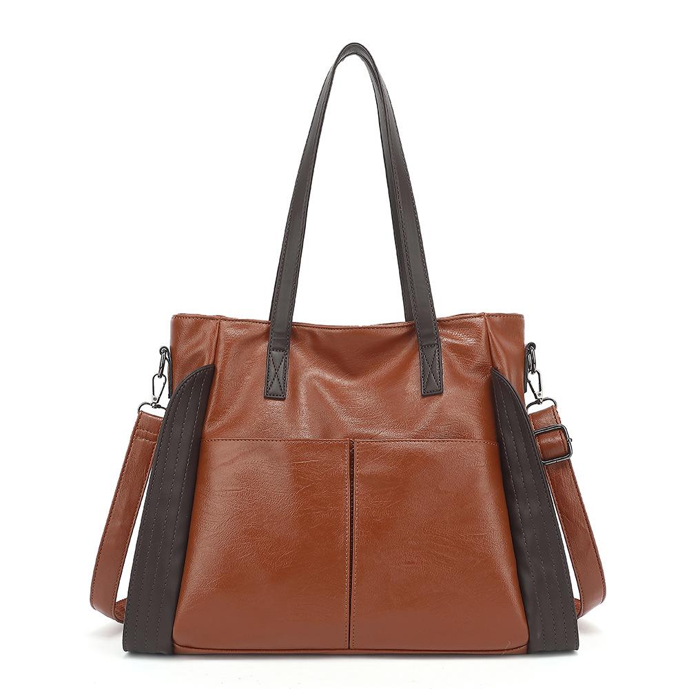 

2025 Весна/Літо М яка Шкіряна Сумка-Тоут - Містка Велика Місткість Оверсайз Сумка Кросбоді Модна Шикарна Сумка на Плече коричневий