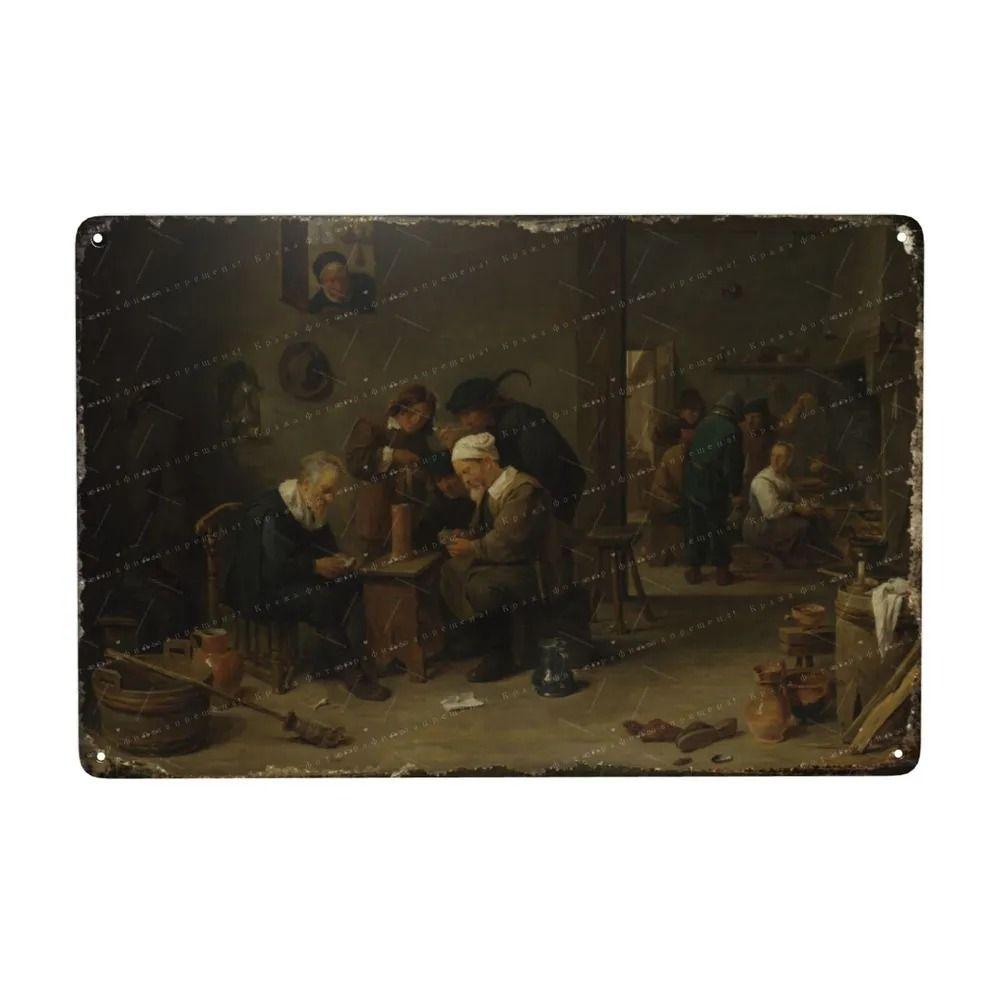 Oil Painting Style Retro Characters Landscapes Metal Tin Sign Wall Poster