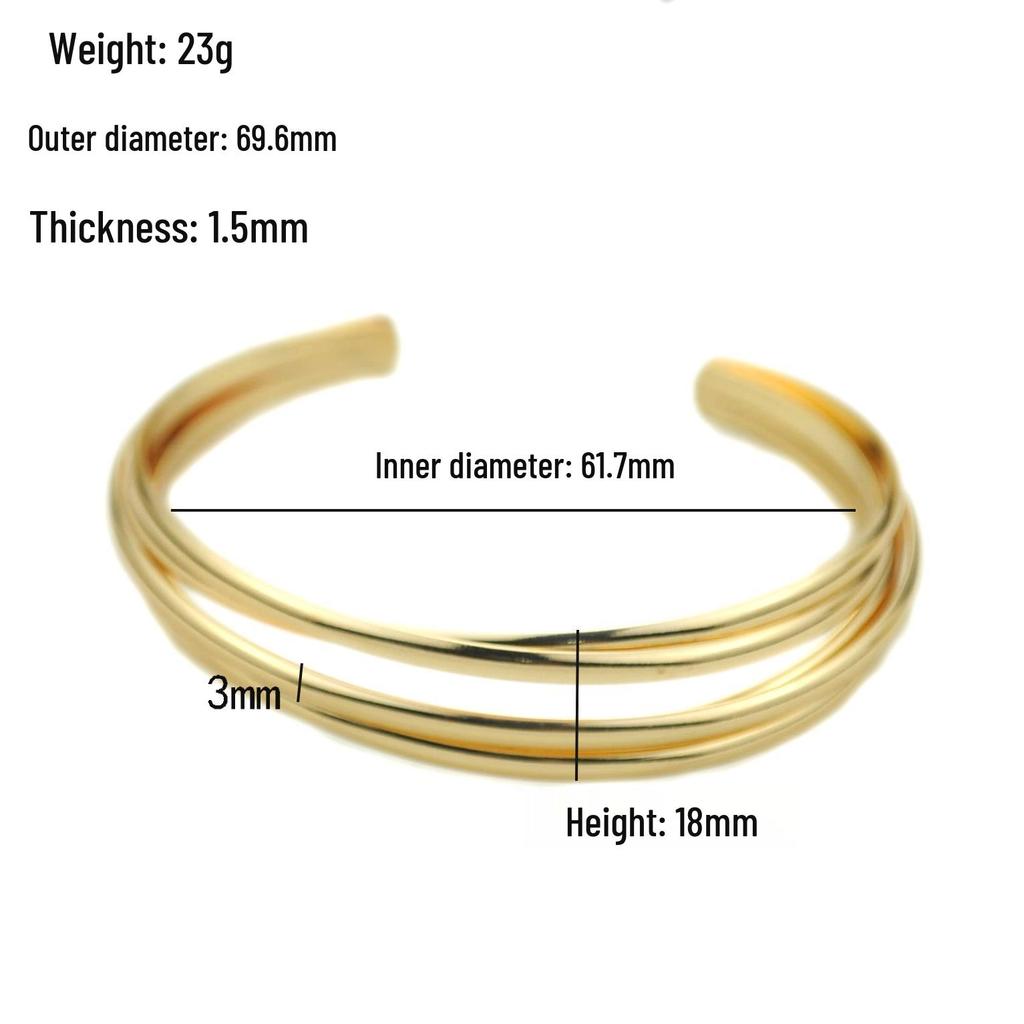 2024 Trendy Multi-Strand Intersecting Opening Bracelet for Women - KC Gold Light Luxury Niche Exquisite Armlet