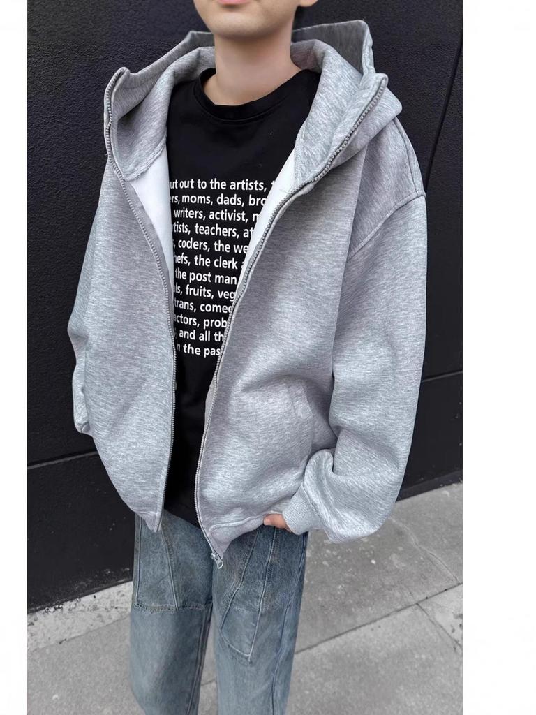 Autumn Men's Space Cotton Hooded Heavyweight Hoodie: Versatile Solid Color Jacket for Couples - Suitable for Spring and Autumn.