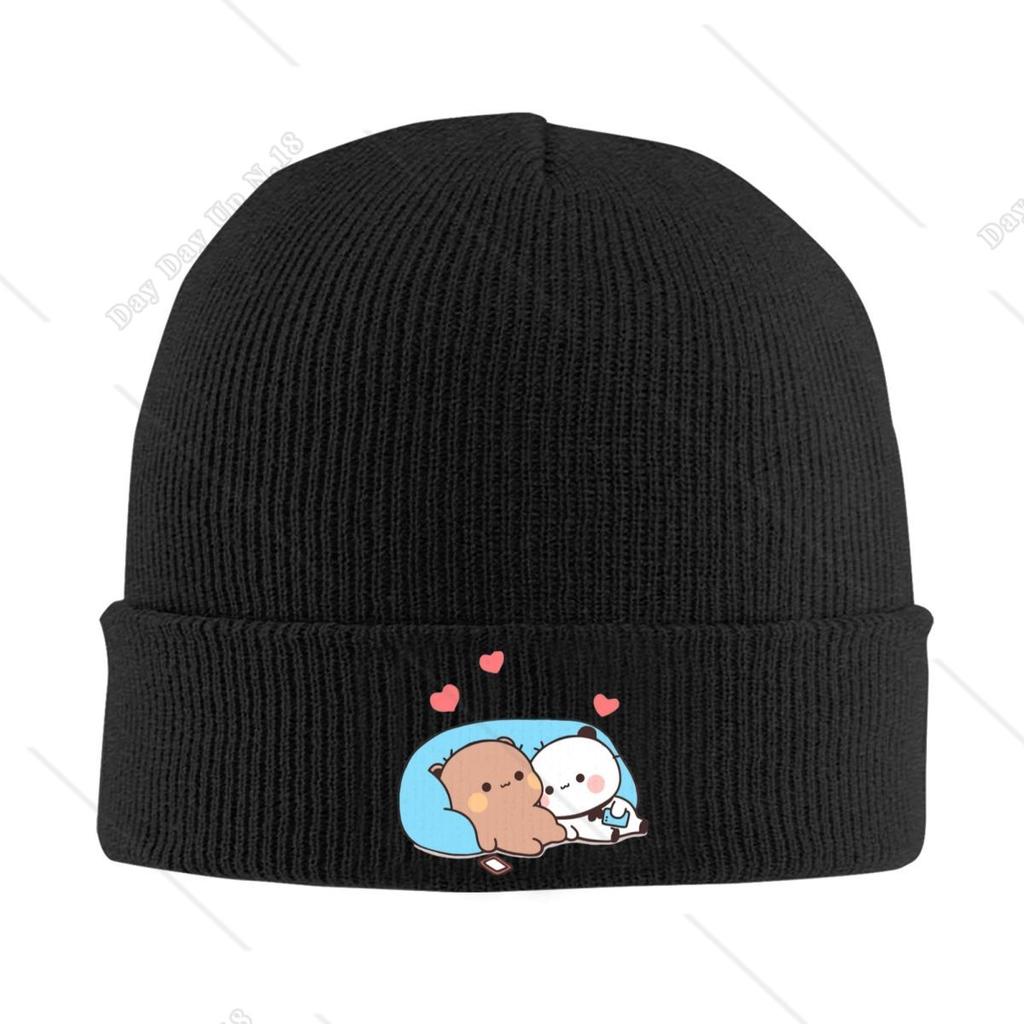 Bear And Pandas Night Days Bonnet Hats Beanie Hats Pattern Skullies Beanies Fashion Unisex Adult Outdoor Warm Cap