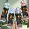 1PC Vintage Bookstore Shop Scene Print 750ml Color Plastic Sports Water Bottle Leakproof Flip Straw Lid Suitable for Sports Office Home Use