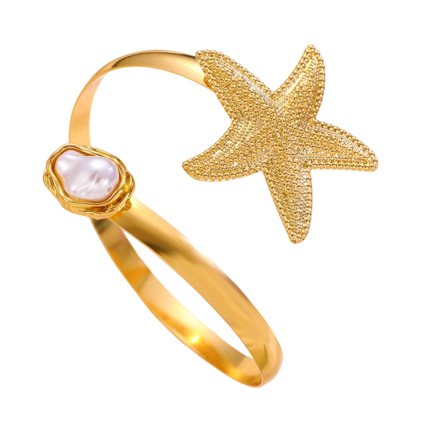 

Регулируемый браслет Морская звезда Жемчужный браслет для женщин Элегантный браслет на плечо Ювелирное изделие Легкий сплав Дизайн