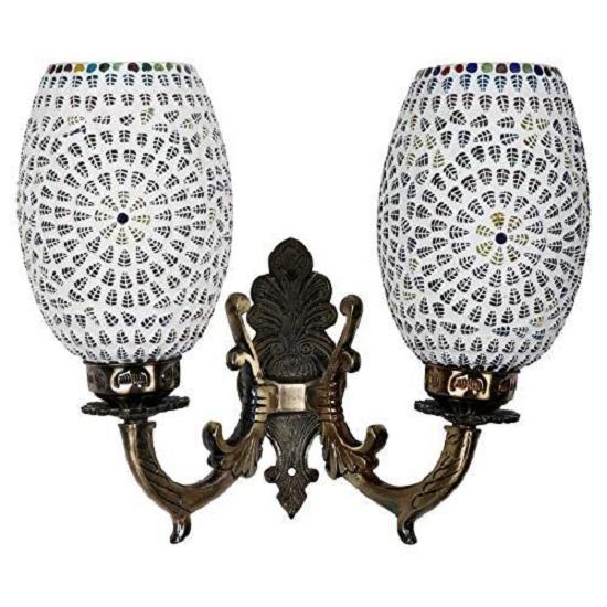 Double Dome Glass Wall Lamp for Living & Home Decoration Turkish Lamp (multicolur, Bulb Not Included); Made In India