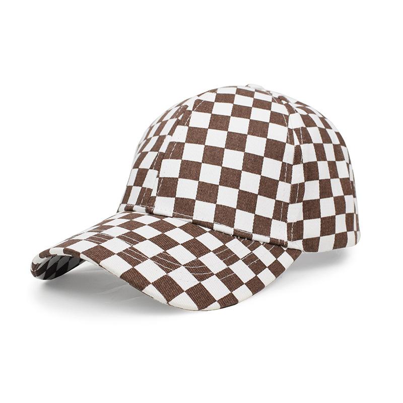 Freedom Outdoors Women's Soft Top Baseball Cap Checkerboard Spring/Summer Sun Protection Korean Style Trendy Curved Brim Duckbill Cap Men's Cm