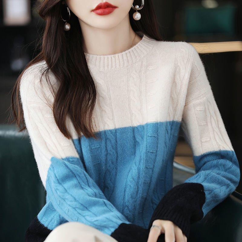 

WTEMPO Женский свитер с длинным рукавом, мягкий, удобный, модный трикотажный свободный свитер 2XL синий