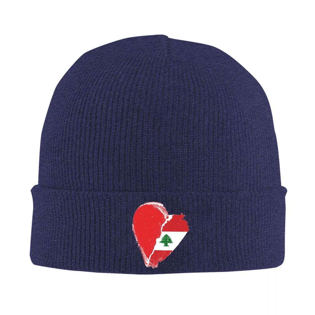 I Heart Lebanon Lebanese Flag Warm Knitted Cap Fashion Bonnet Hat Autumn Winter Outdoor Beanies Hats for Unisex Adult