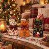 Wooden Desktop Decorations 3Pcs Christmas Cat Tabletop Decor, Rustic 2D Figurines with Xmas Reusable Holiday Crafts Hat, Santa & Gingerbread Patterns
