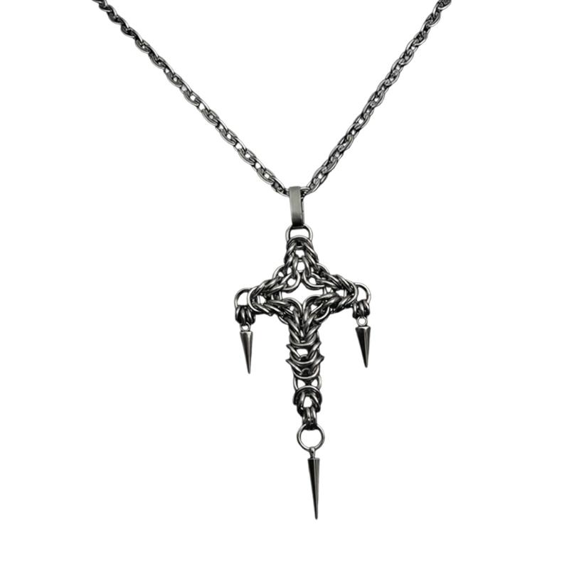 A52E Crosses Charm Necklace Adjustable Chain Fashionable Jewelry Crosses Pendant Collarbone Chain Great for Various Occasion CN