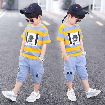 Sommer Jungen Kleidung Kinder Kleidung Streifen Baumwolle T-shirt + Jeans Hose Junge Sets Säugling Neugeborenen Kleidung 3 4 5 6 7 8 10 12 jahre