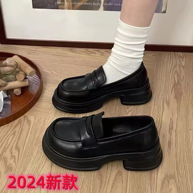 

Лоферы женские туфли новые 2025 весна и осень мягкая подошва черные jk Мэри Джейн платформа маленькие кожаные туфли 35