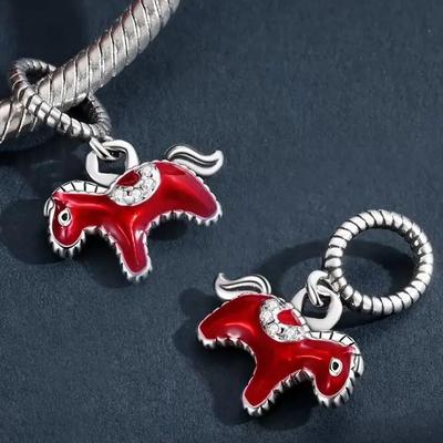 Ciondolo Cavallo Rosso Rame Adatto per Braccialetto Originale Fai da Te per Gioielli da Donna