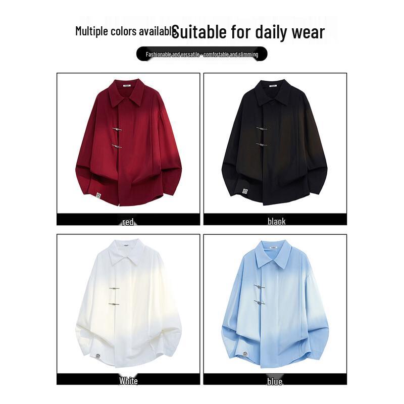 Paul Frank Men's New Chinese Style Long Sleeve Retro Loose Shirt