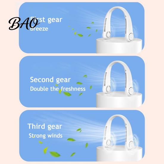 Long Battery Life Fan Neck Fan, Lightweight Bladeless Hanging Portable Hands Free 3 Speed Adjustable Design, Personal Safe