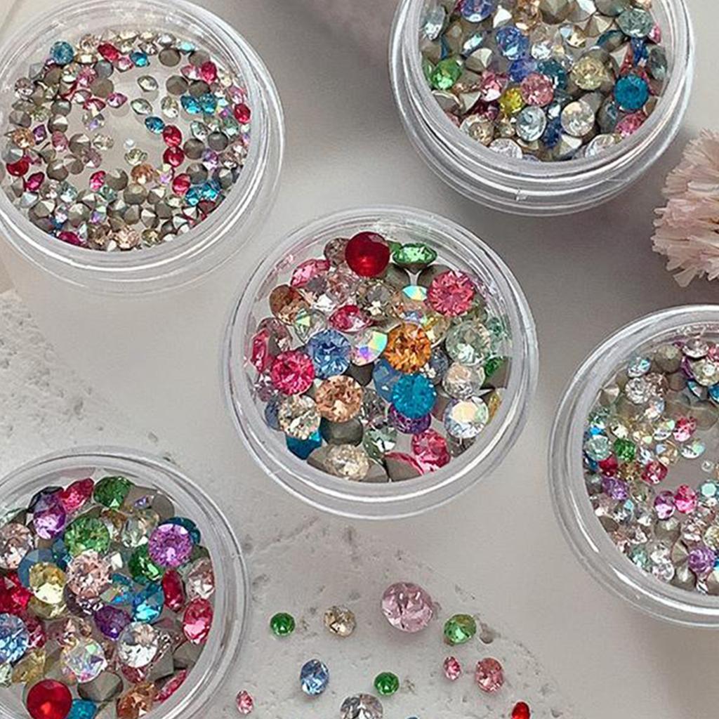 50/100 Pcs Shiny  Nail Art  Colorful 3D Pointed Bottom Diamond Nail Charms Gemstones For Diy Decoration