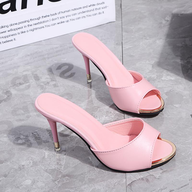 Sandali con tacco alto alla moda 2024, nuove pantofole estive in stile casual, tacchi sottili, sexy, comode, versatili, antiscivolo, scarpe da donna