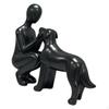 Decorative Desktop Figurine Featuring A Human Figure And Pet. Versatile Adorable Design for