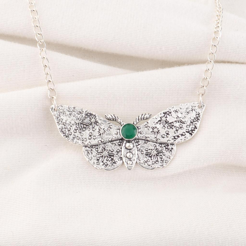 Hänge i grön onyx Handgjorda ädelstenssmycken, 925 massivt sterlingsilverhänge Smycken med unik design