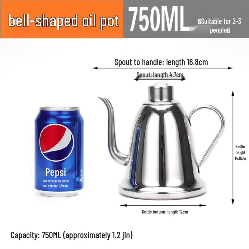Dispenser per Olio e Aceto a Forma di Campana in Acciaio Inossidabile Extra Spesso