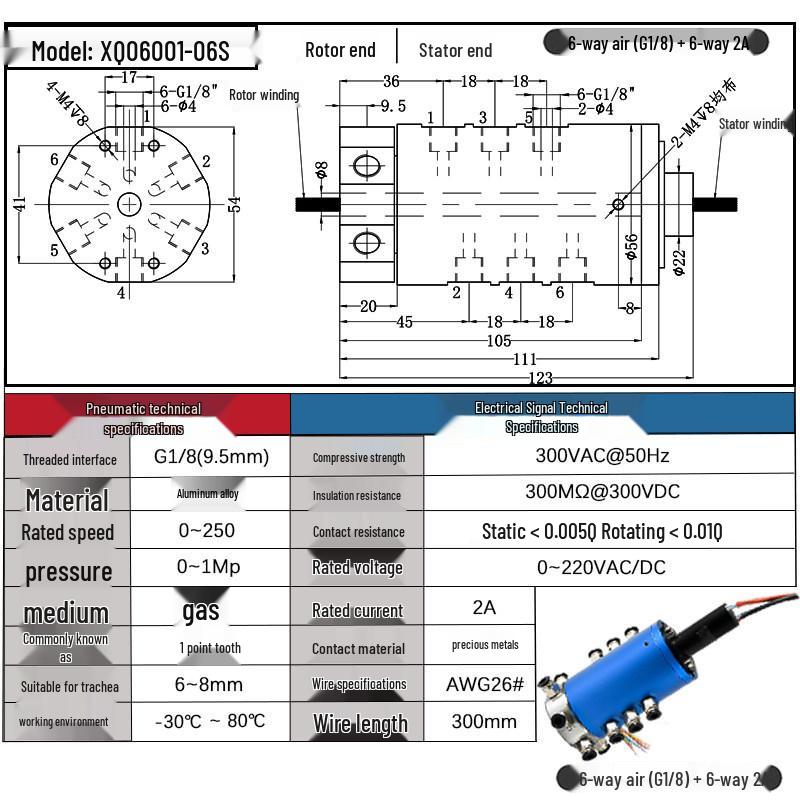 High-Speed 360° Pneumatic-Electric Slip Ring with Multi-Channel Gas-Liquid Integration