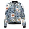 Damenmode Langarm Blumenprint Rundhals Reißverschluss Jacke