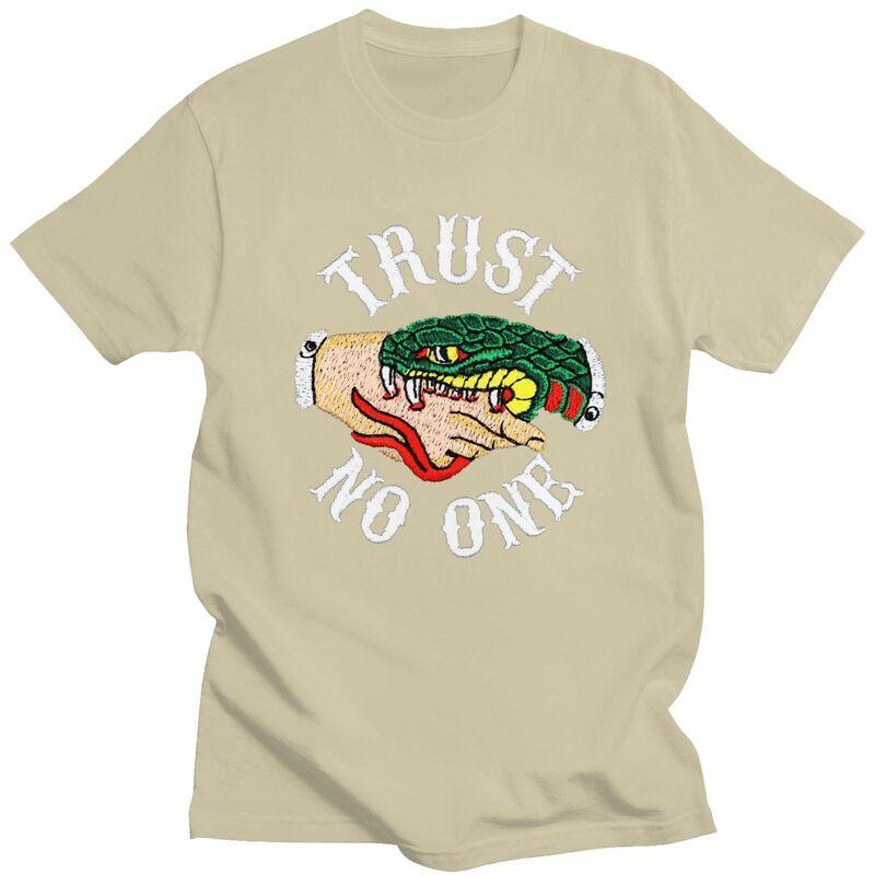Custom Trust No One T Shirts for Men 100 Cotton Tees Tshirts ShortSleeve Fashion Tshirt