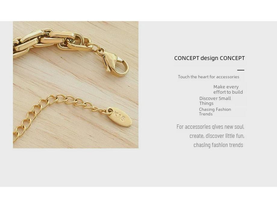 Damen-Halskette aus 18 Karat vergoldetem Titanstahl – rostfrei, badefest, P064