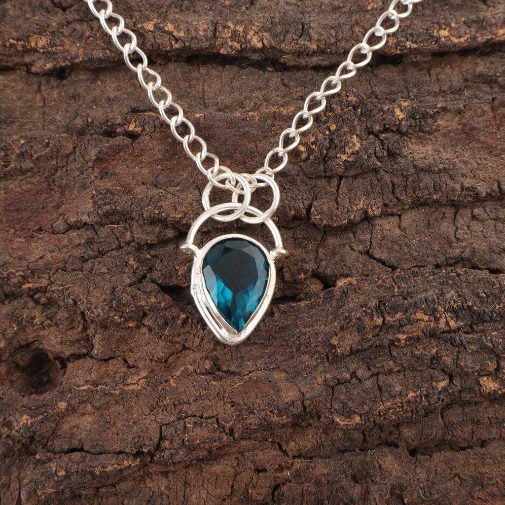 Throat Chakra Pear Apatite Stone 925 Sterling Silver Birthday Gift Boho Pendant PP-56-5
