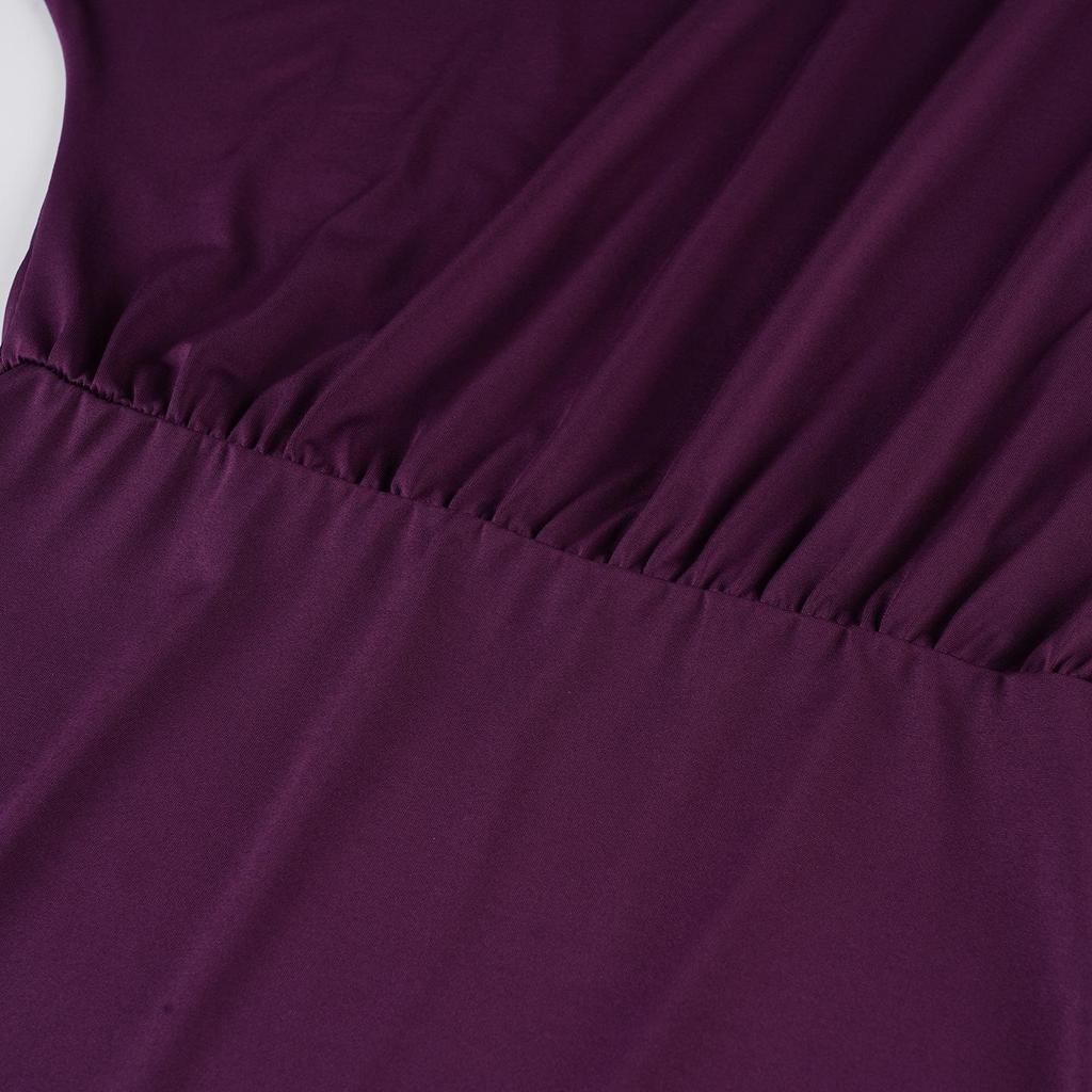 Robe élégante à épaules dénudées et manches chauve-souris - Couleur unie, Coupe ample, Style court drapé pour femmes