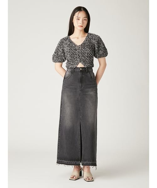 FRAY Krótka marszczona bluzka Mix I.D. Damski FWFB251109,