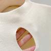 Fashion Half Turtleneck Hollow Out Knitted Tank Top Summer Women Casual Solid Color Sleeveless Vest