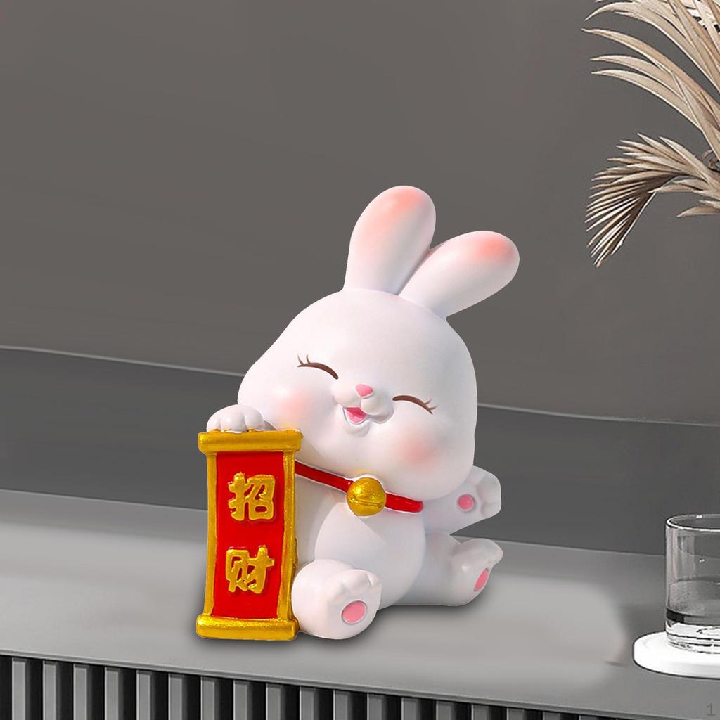 Statue Bunny Figures Decoration Sculptures for Living Room Office Lantern Festival Housewarming
